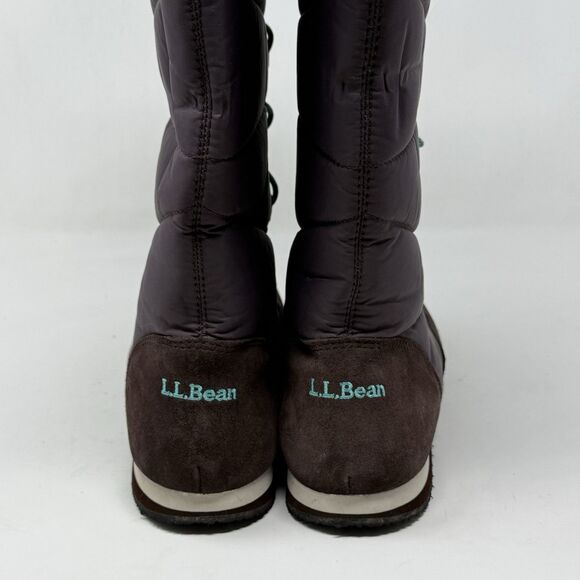 LL Bean Carrabassett Snow Boots Women 8 Brown Fur Trim Insulated Winter Tall - Picture 10 of 15